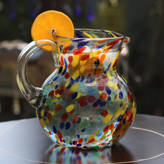 NOVICA 'Confetti Kiss' Margarita Gläser – Set Aus 6 Mundgeblasenen Gläsern, Bunte Ränder, 7 Zoll